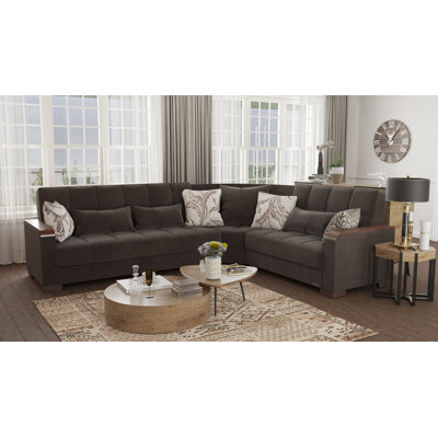 Legacy X 224” Convertible Sectional Sofa Bed with Storage – Firm Support L-Shaped Sleeper Sectional for Small Spaces