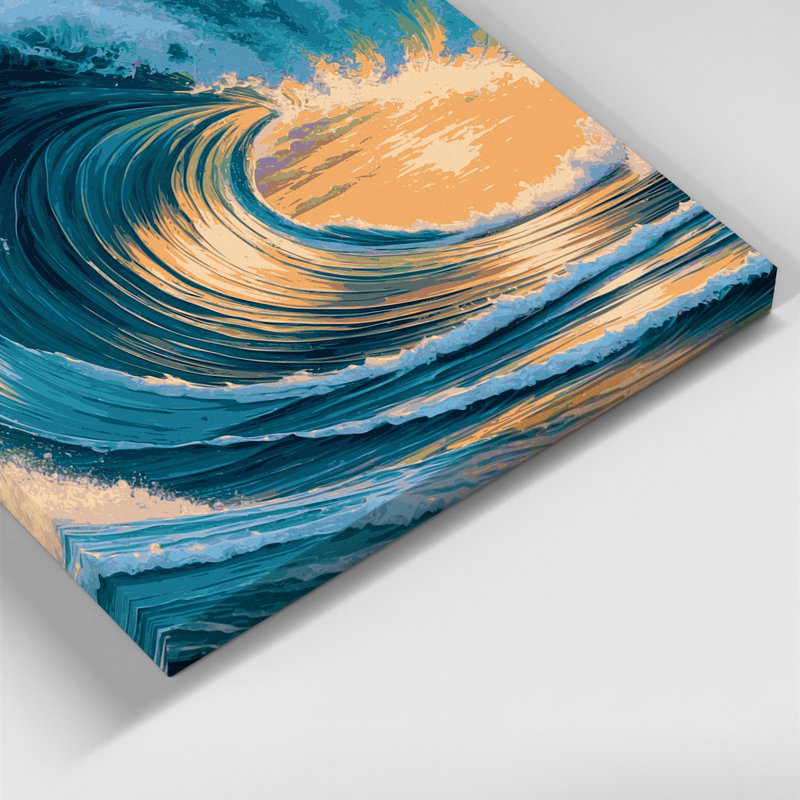 «Hawaiian Rolling Waves», art mural sur toile bleue, H 16 po x l 20 po