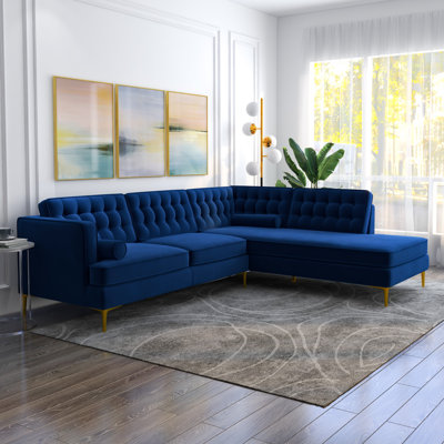Noam Velvet L-Shaped Sectional