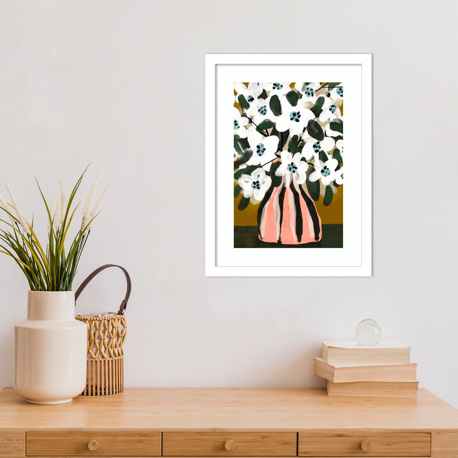 Galya "Pastel Flower Impression No. 9" Print, White, 17" H x 13" W