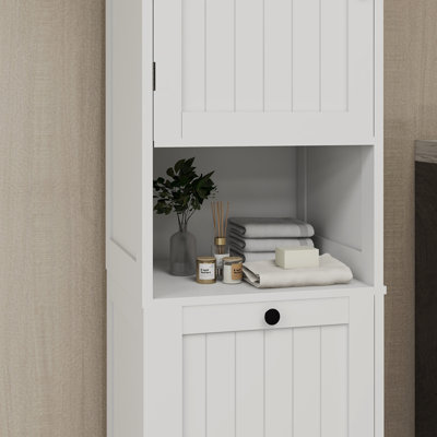 Armoire de trieur de linge inclinable à un compartiment et une porte - Blanc