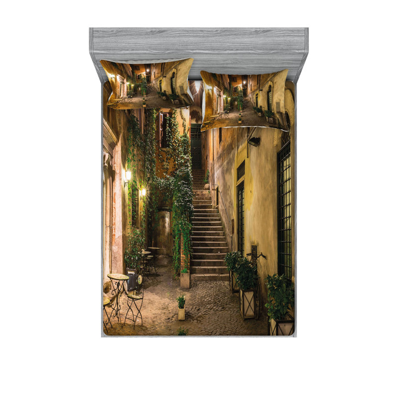 Drap-housse et coussin décoratif Ambesonne, Ensemble de draps pour très grand lit californien