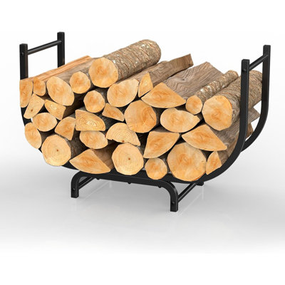 Firewood Rack,32 Inches Powder Coated Wood Storage Rack Rustproof Metal Log Firewood Holder For Fireplaces Wood Storage,Black