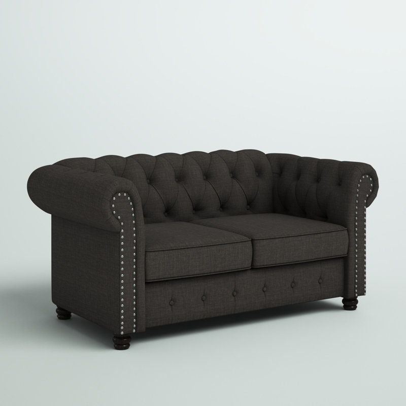 Leite Upholstered 61'' Loveseat, Dark Gray Linen Blend