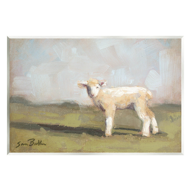 Bébé agneau, art de giclée de terre ferme par Sara Baker, H 13 po x l 19 po x P 0,5 po, Bois