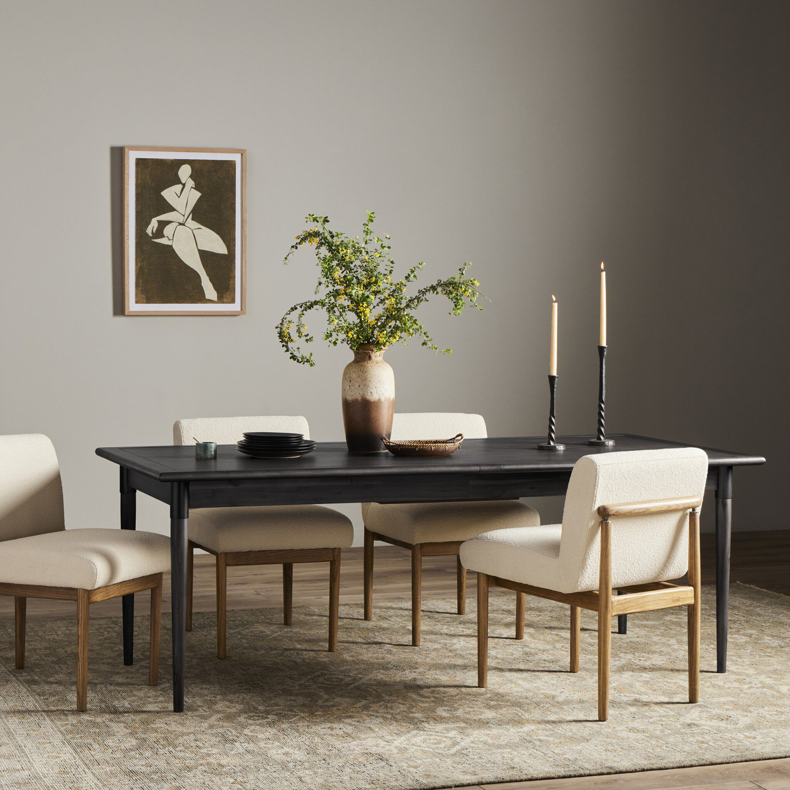 Yanely 84'' Extendable Dining Table, Black