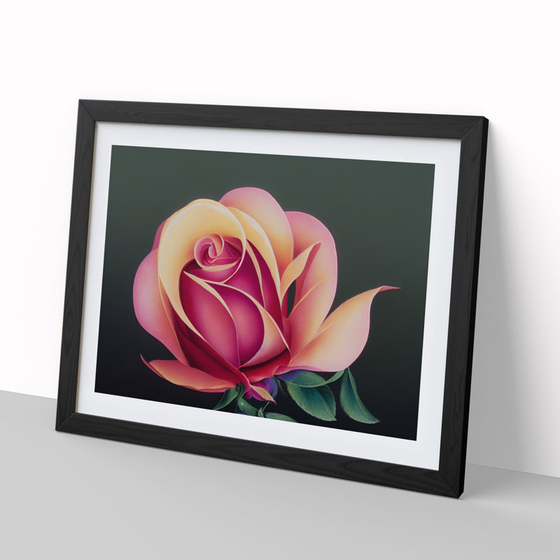 A Sparkling Rose Flower - Single Picture Frame Print, 34cm H x 46cm W, Black