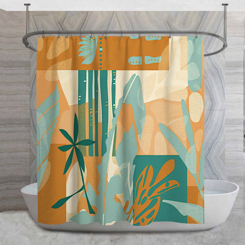 Rideau de douche tropical - décor de salle de bain feuillage 14116, H 83 po x l 70 po