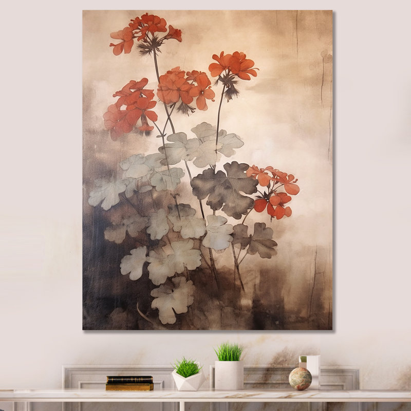 «Vintage Euphony Geraniums» sur impression sur toile, H 32 po x l 16 po x P 1 po, Toile tendue