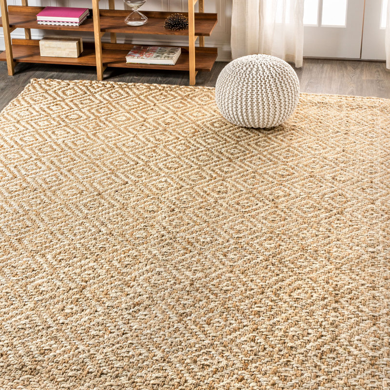 Mcgowan Hand Woven Diamond Chunky Jute Natural Rug, Rectangle 4' x 6'