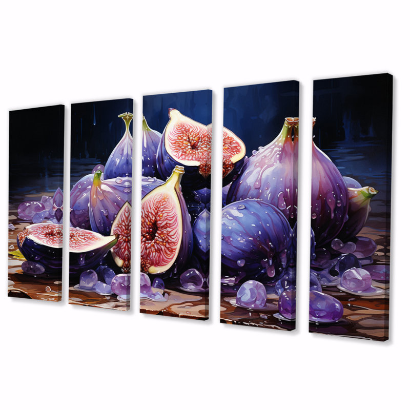 Fruit figue mauve - impression sur toile de campagne - 5 panneaux égaux