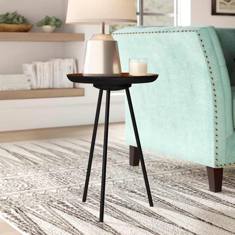 Laranya Round Teal and Gold Metal Side Table
