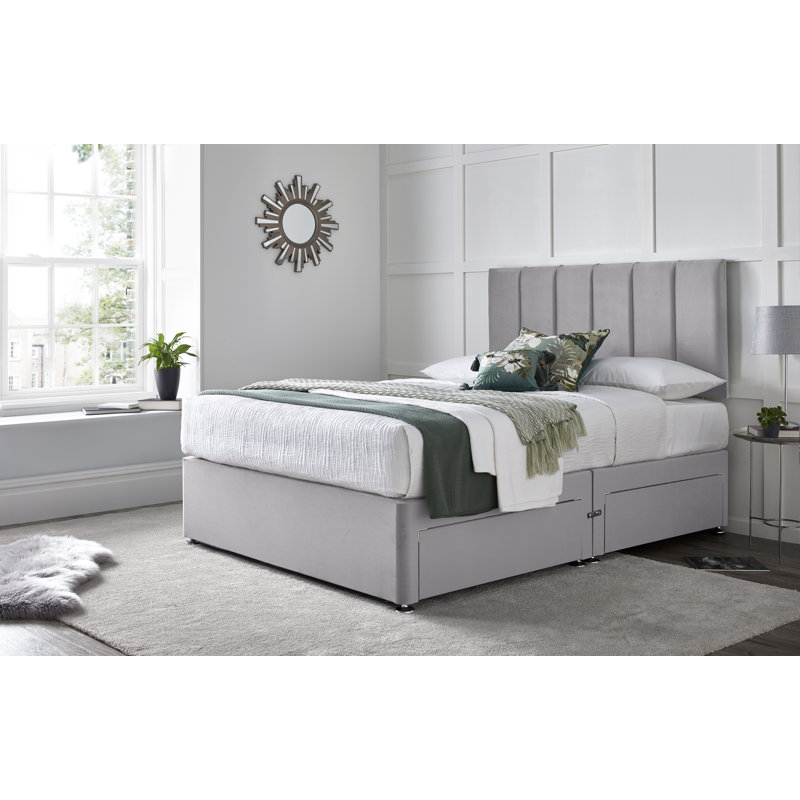 Stockbridge Divan Bed with 24" Headboard on Struts, Charcoal, Small Double (4'), No Drawers