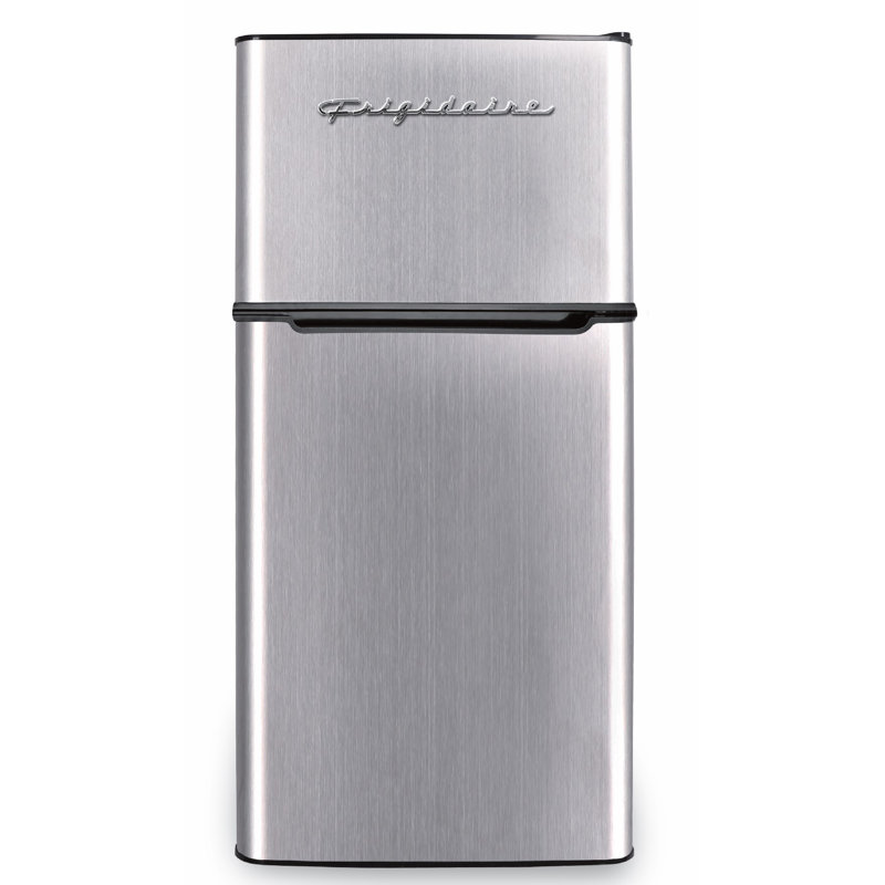 Frigidaire Réfrigérateur compact à 2 portes, mini réfrigérateur avec congélateur, acier inoxydable