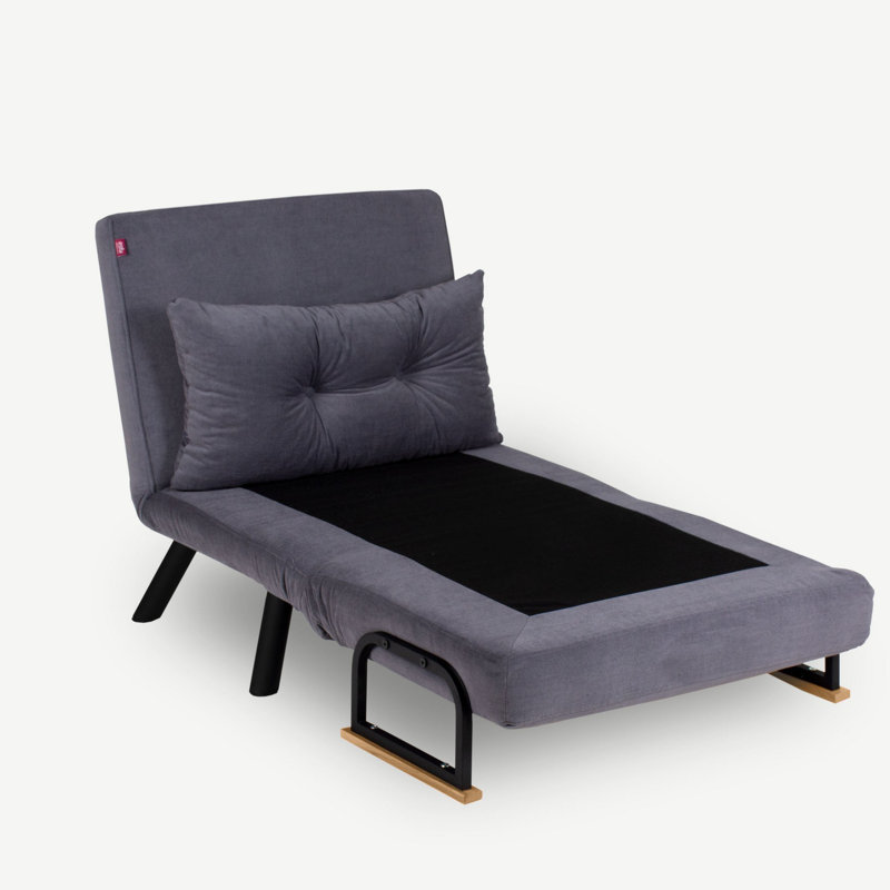 Modern 1-Seat Sofa-Bed, Grey | 100% Metal Frame & 100% Polyester Fabric | Dimensions: 26.4 x 26.4 x 16.1 inches | Easily Convertible | 14-Level Adjustable Backrest | Maximum Weight Capacity: 220 lbs | Stylish & Functional Design for Home & Office