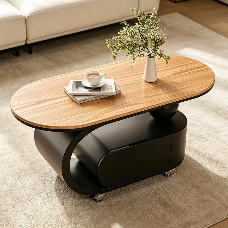 Table basse French Cream, H 17,71 po x l 39,37 po x P 19,68 po, Brun orangé