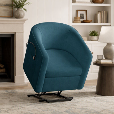  Fauteuil inclinable électrique en forme de tonneau, fauteuil inclinable électrique avec repose-pieds extensible et poche de rangement latérale pour les personnes âgées