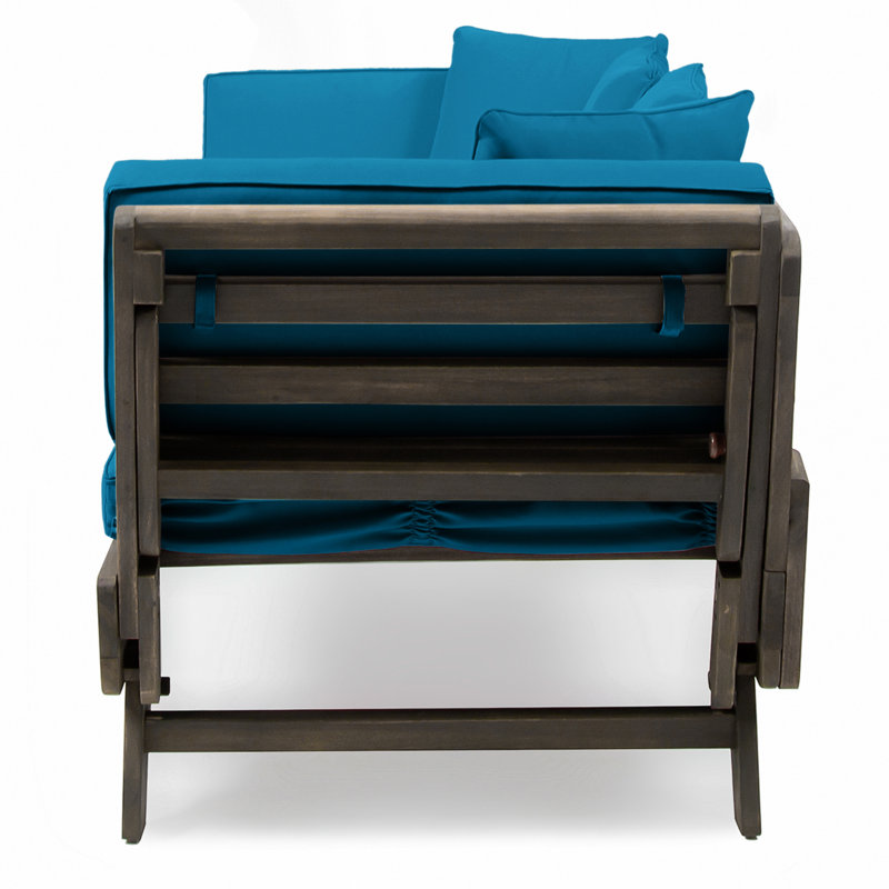 Lit de jour d'extérieur en bois avec fonction extensible - Maximisez votre espace convertible en gris Confortable et polyvalent pour la cour