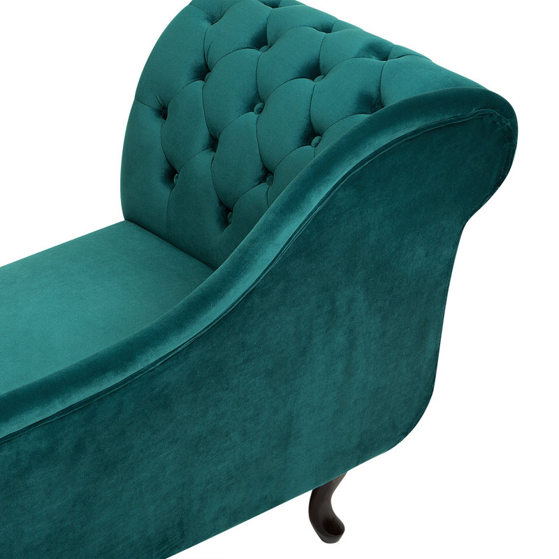 Jeb Velvet Chaise Lounge, Left Hand Facing, Emerald Green