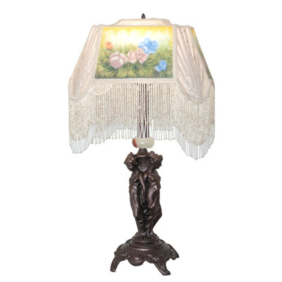 28" High Reverse Painted Roses Table Lamp