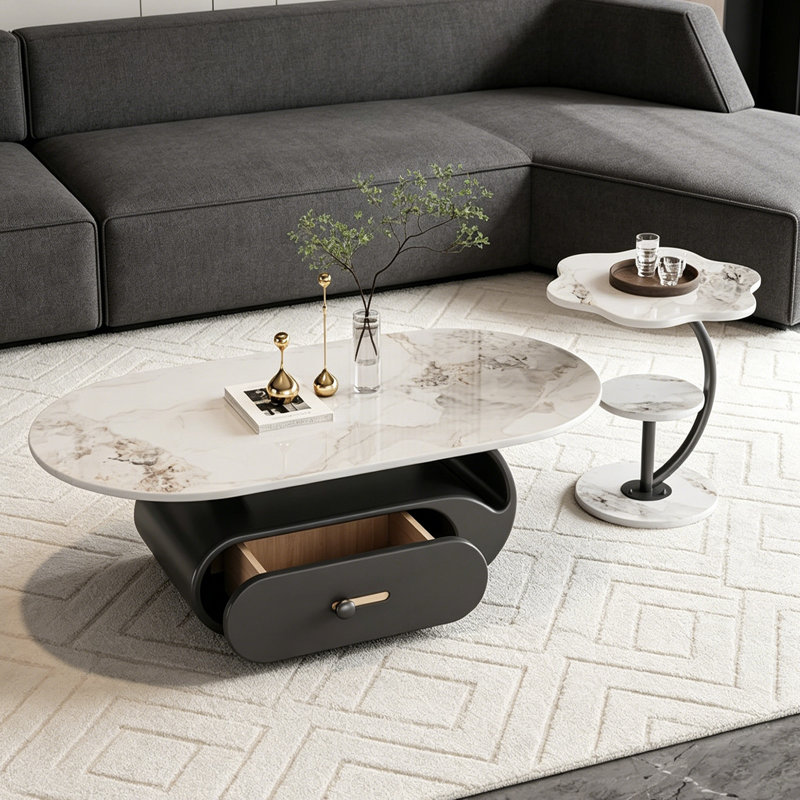 Marcial, 16.14" H x 51.18" L x 27.55" W, White/Grey/Black, Marble