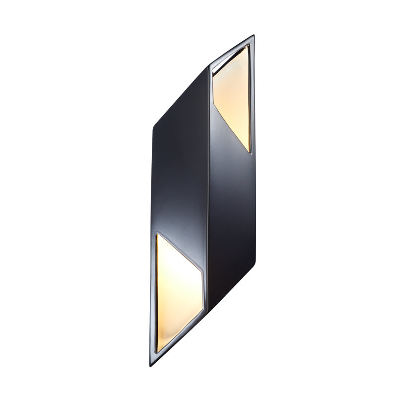 Applique murale 1 lumière DEL Bary, H 17,5 po x l 5,5 po x P 3,75 po, Noir brillant / blanc mat