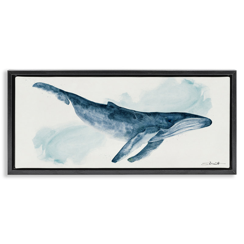 Baleine à  nautique, Cadre flottant noir de jais, H 14 po x l 31 po