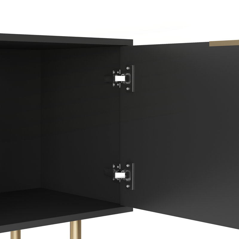 TV Stand Fluted 68" with Power Outlet, Black