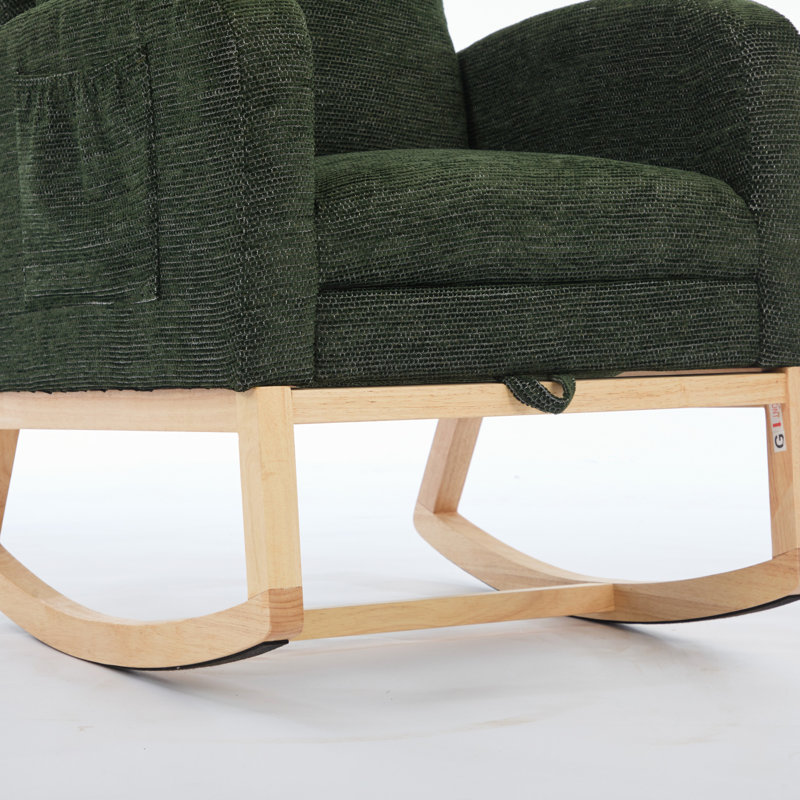 Chaise berçante avec pieds en bois massif, Vert foncé