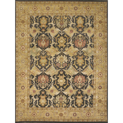 Wool Oriental Area Rug in Brown/Black/Red