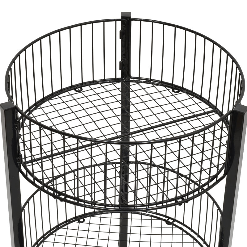 33" H X 18" W - 2-Tier Black Circular Wire Dump Bin Display