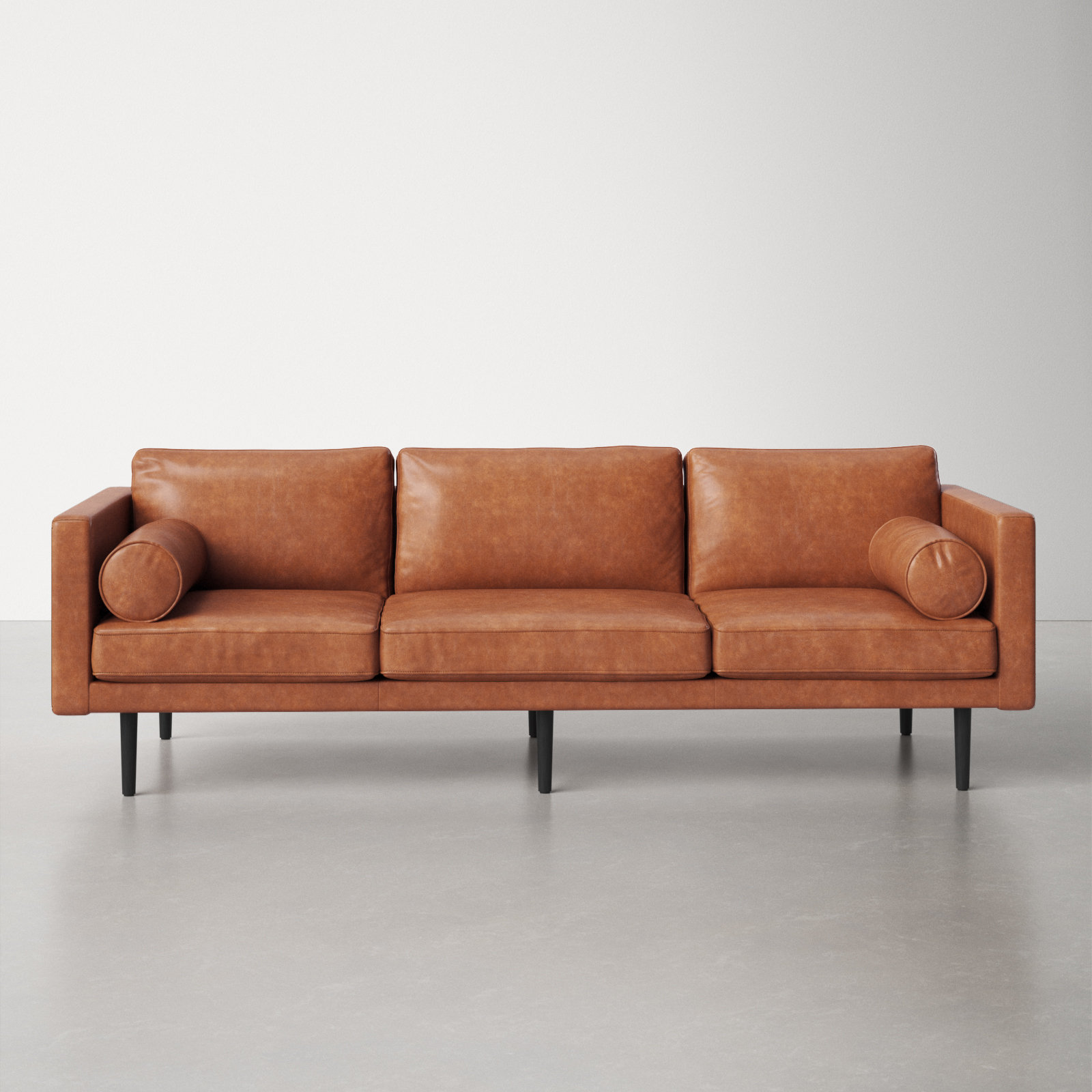 Motto 81.1 Genuine Leather Square Arm Sofa AllModern Leather Type: Brown Genuine Leather