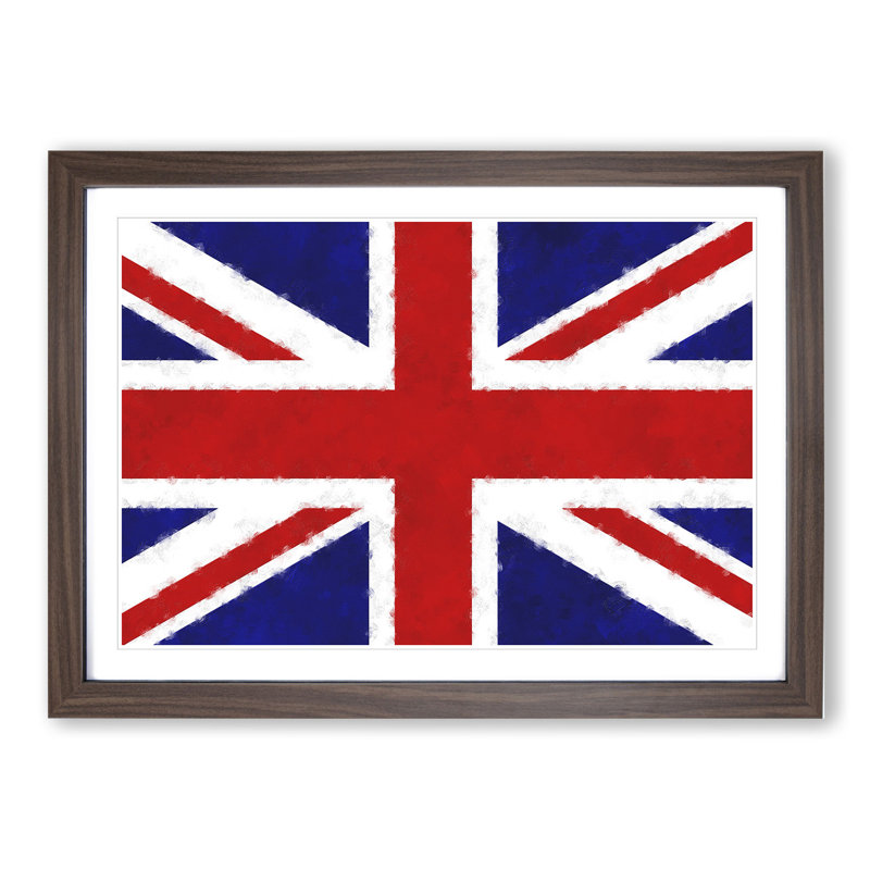 Union Jack British Flag Vol.1 - Picture Frame Painting, Walnut Framed, 48cm H x 65cm W x 2cm D