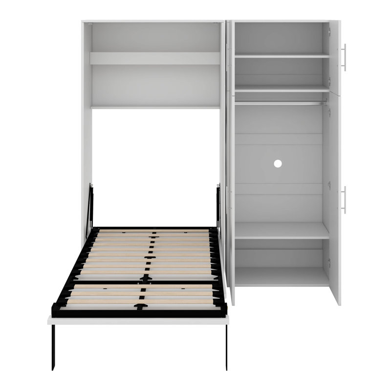 Lit escamotable simple avec casiers et armoires