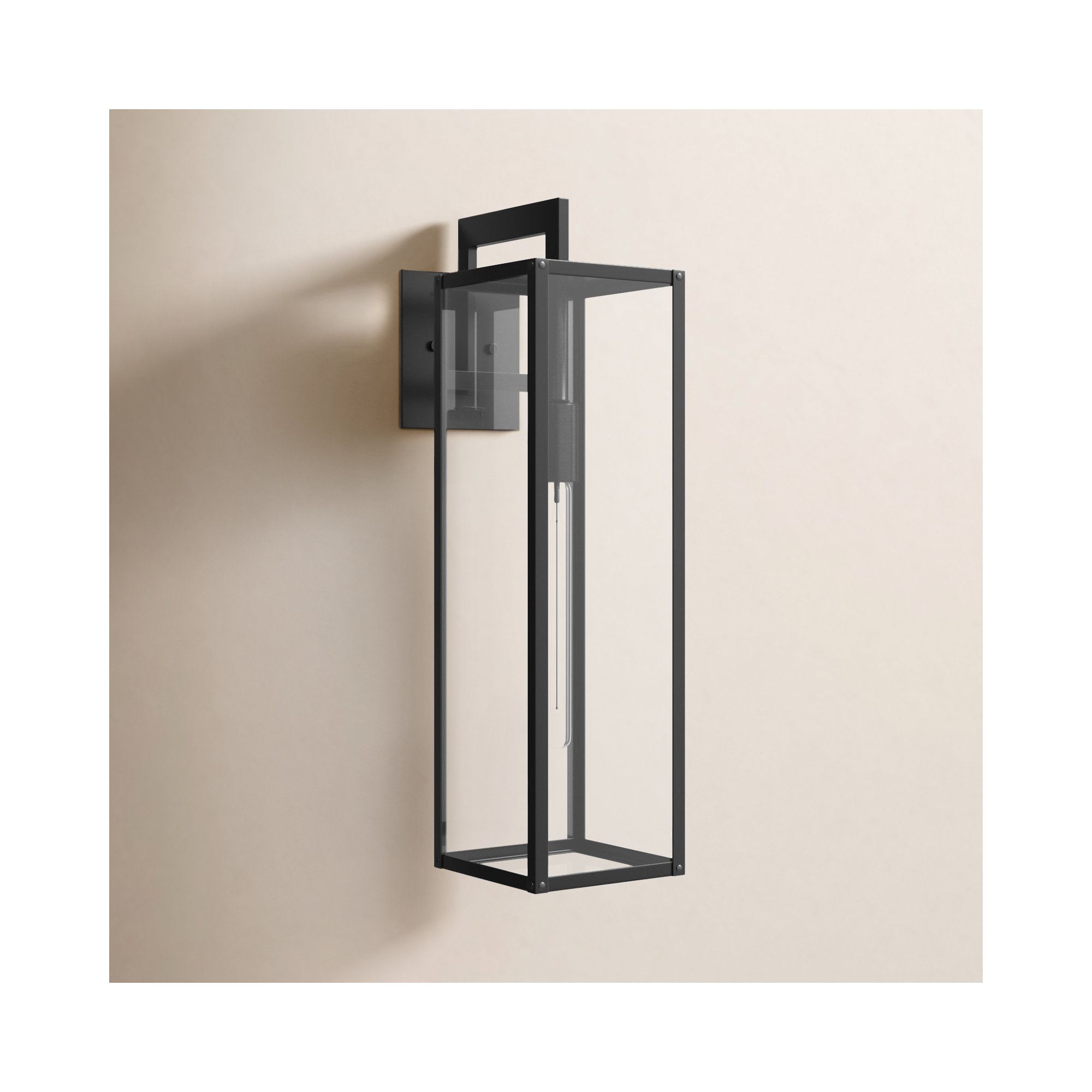 Caliana Single Light Outdoor Aluminum Wall Light, 25" H x 7" W x 10.5" D, Black