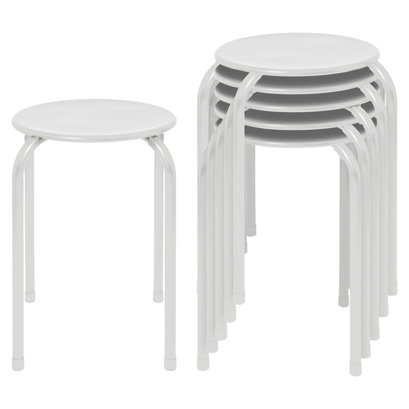 Metal Accent Stool, White