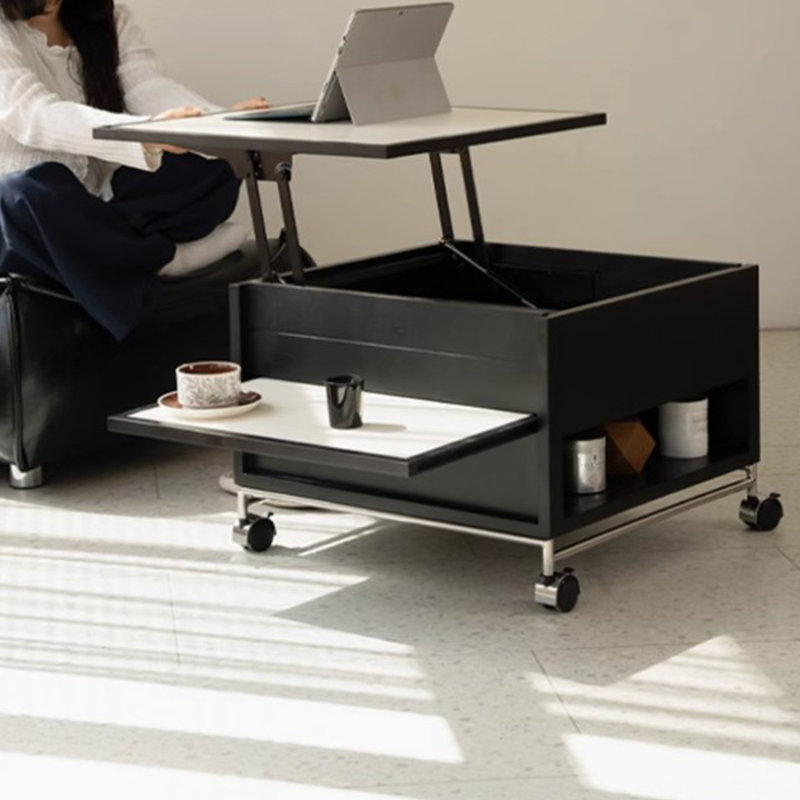 Retro creative design movable coffee table, Black