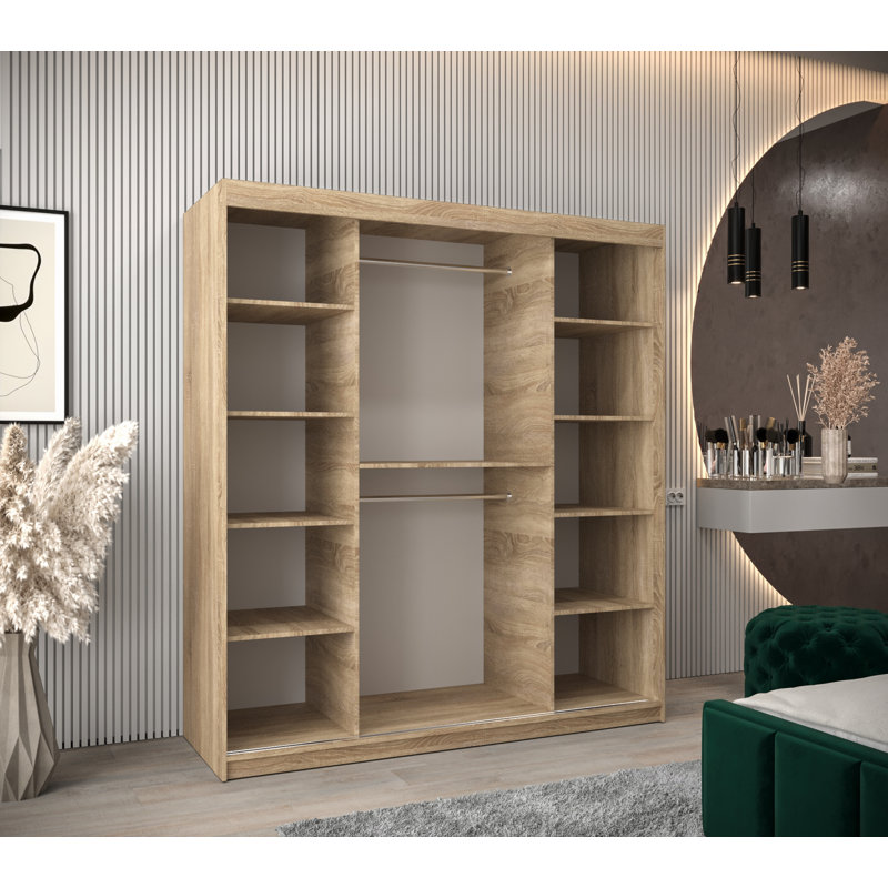 Abedallah 2 Door Solid + Manufactured Wood Wardrobe, Sonoma Oak