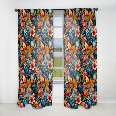 Motif cachemire bohémien Rhapsody V - rideau glamour - obscurcissant velours - 1 panneau