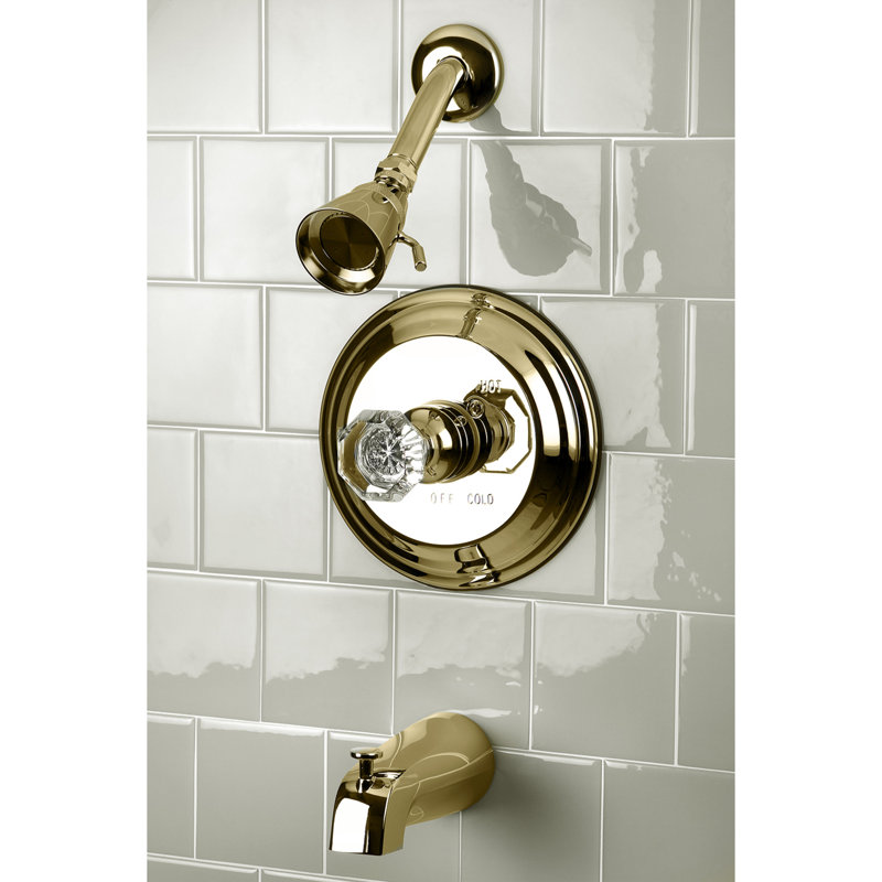 Kingston Brass Celebrity Single-Handle Pressure Balanced Tub and Shower Faucet, Polished Brass