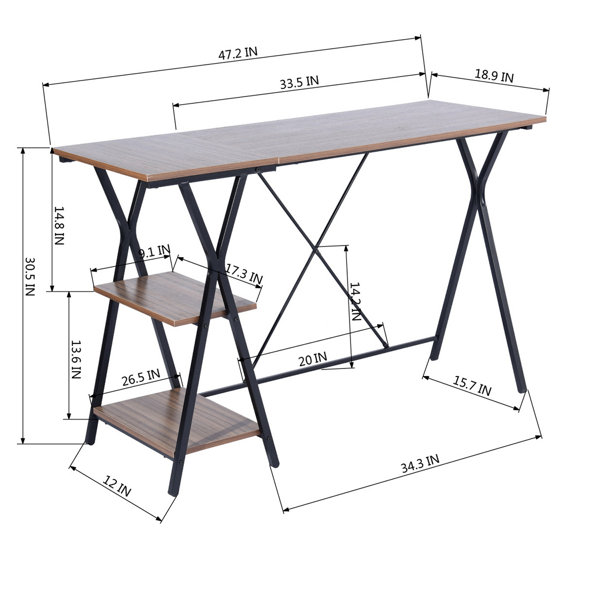 Balsam 47.2'' Wide Reversible Desk with 2 Shelves