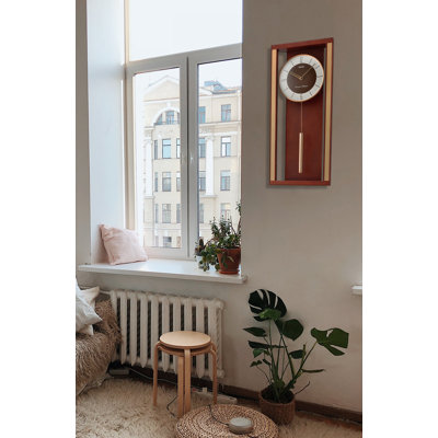 QXH068ZLH Classic Modern Pendulum Wall Clock, Brown