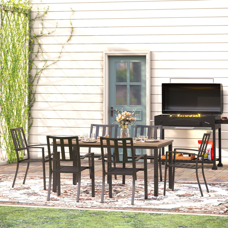Alyah 6 - Person Patio Dining Set with Rectangular Table