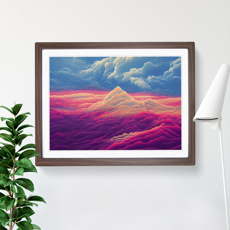 Lush Mountain - Single Picture Frame Print, Walnut, 34cm H x 46cm W x 2cm D