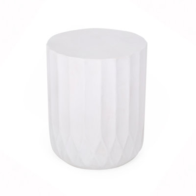 Modern Scallop-Edge Concrete Side Table, Lightweight, Durable, No Assembly
