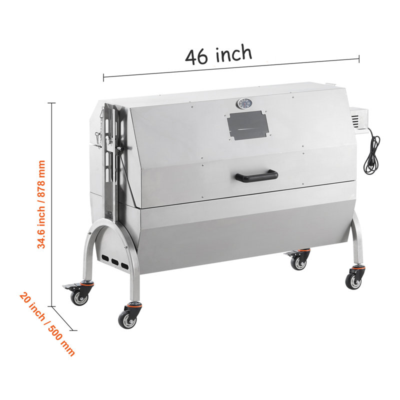 Roaster Spit Rotisserie BBQ Grill Pig Lamb Chicken Roaster 46" W 139LBS