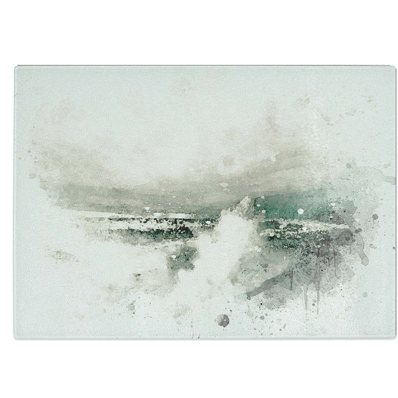 Tempered Glass Crashing Waves Chopping Board, 28.5 cm W x 20 cm L