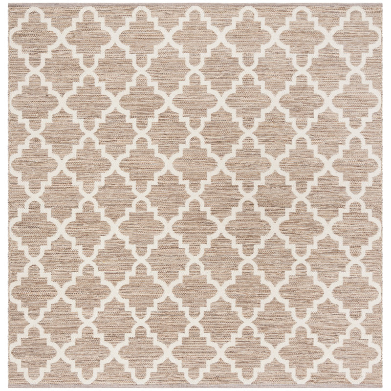 Melchor Hand Woven Cotton Geometric Rug, Square 6'