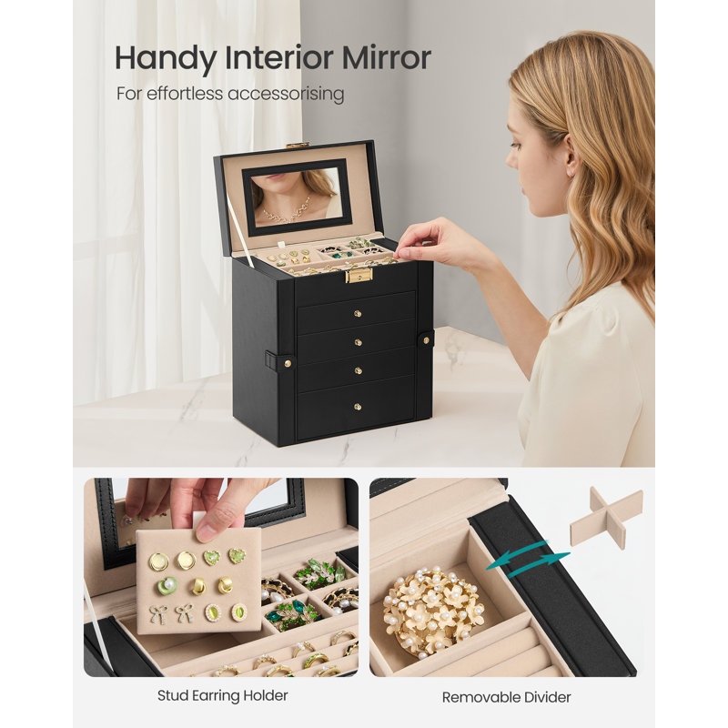 Manufactured Wood Jewellery Box +, Black