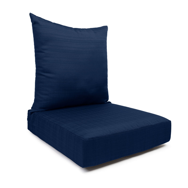 Seat Cushion With Zipper Closure And Separated Back Cushion, With White Polyester Padded Fill., Indigo